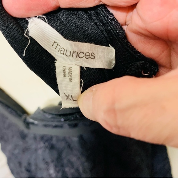 Maurices Black Lace Romper Shorts V Neck Rap Short Sleeves Frayed Hem Sz XL - Picture 12 of 16